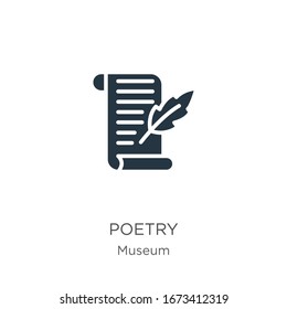 Poetry icon vector. Trendy flat poetry icon from museum collection isolated on white background. Vector illustration can be used for web and mobile graphic design, logo, eps10