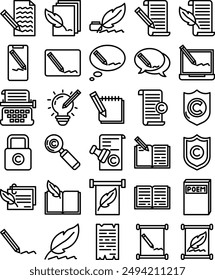 Poetry and Poem Icon Pack in Line Style