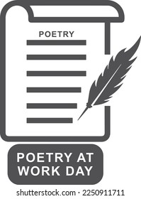 Poetry At Work Day, celebrating Poetry At Work Day symbol vector