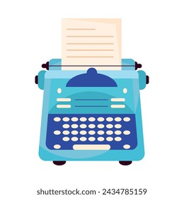 poetry writing on typewriter isolated illustration