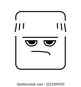 Pofigistic rectangular  character black line icon. Mascot of emotions. Pictogram for web page, mobile app, promo.