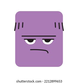 Pofigistic rectangular purple character color line icon. Mascot of emotions. Pictogram for web page, mobile app, promo.