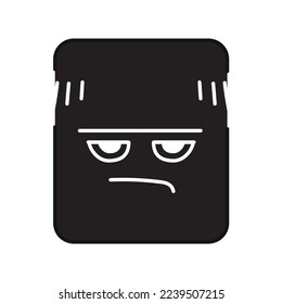 Pofigistic rectangular purple character color line icon. Mascot of emotions. Pictogram for web page, mobile app, promo.