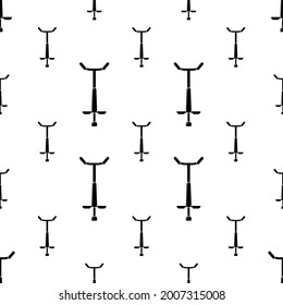 Pogo Stick Icon Seamless Pattern, Coil Spring Device For Jumping In Standing Position Vector Art Illustration