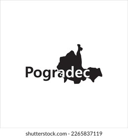 Pogradec map and black lettering design on white background