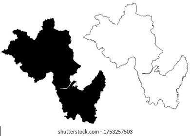 Pohang City (South Korea, Republic of Korea, ROK, North Gyeongsang Province) map vector illustration, scribble sketch City of Pohang map