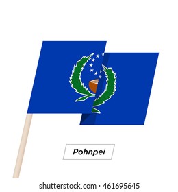 Pohnpei Ribbon Waving Flag Isolated on White. Vector Illustration. Pohnpei Flag with Sharp Corners