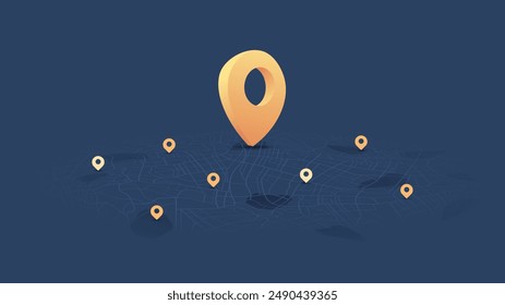 POI in city and online navigate your location in area. Abstract concept of navigation with roads and parks. Vector illustration