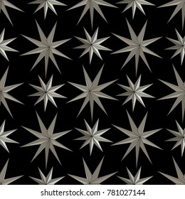 poignent abstract amount gray stars on a blck background