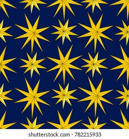 poignent abstract yellow stars on a blue background