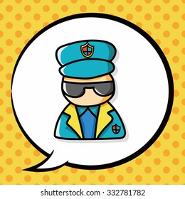 poilce officer doodle, speech bubble