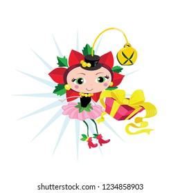 Poinsetta Fairy Holiday Clip Art Vector