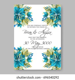 Poinsettia and anemone floral wedding invitation card template