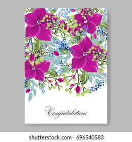 Poinsettia and anemone floral wedding invitation card template