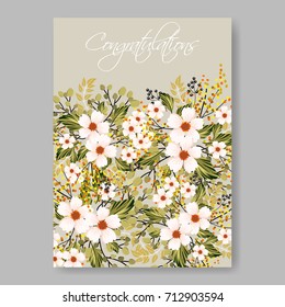 Poinsettia and anemone floral wedding invitation card template