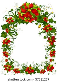 Poinsettia Christmas Frame - Vector