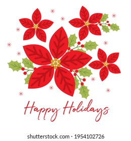 poinsettia christmas greeting card design 