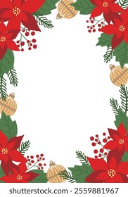 Poinsettia Christmas illustration frame background