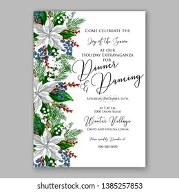 Poinsettia Christmas Party Invitation Poster Flyer Stock Vector 