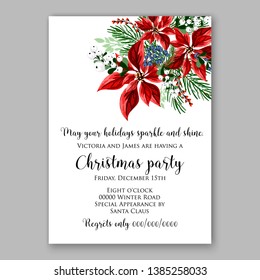 Poinsettia Christmas Party Invitation Poster Flyer Stock Vector ...