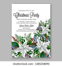 Poinsettia Christmas Party Invitation Poster Flyer Stock Vector ...