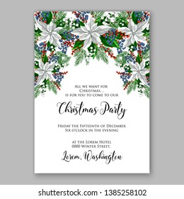 Poinsettia Christmas Party Invitation Poster Flyer Stock Vector ...