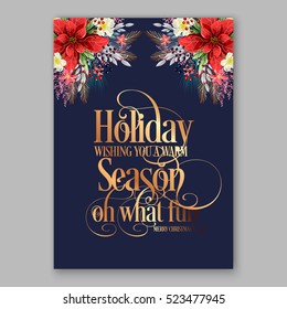 Poinsettia Christmas Party Invitation sample card beautiful winter floral ornament