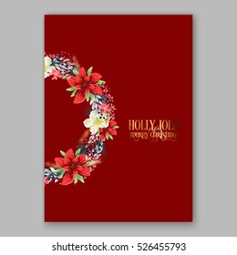 Poinsettia Christmas Party Invitation sample card beautiful winter floral ornament