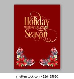 Poinsettia Christmas Party Invitation sample card beautiful winter floral ornament