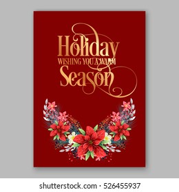 Poinsettia Christmas Party Invitation sample card beautiful winter floral ornament