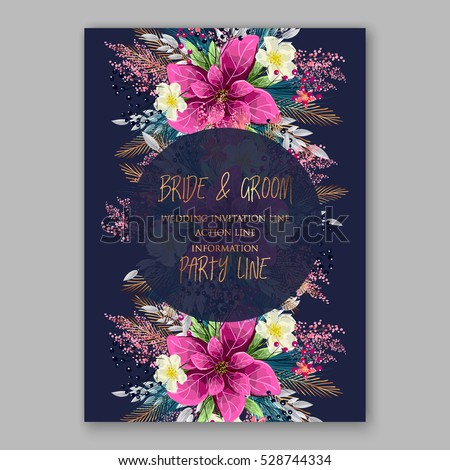 poinsettia christmas party invitation sample card stock vector