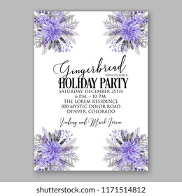 Poinsettia Christmas party invitation vector floral wreath fir branch berry winter holiday greeting card