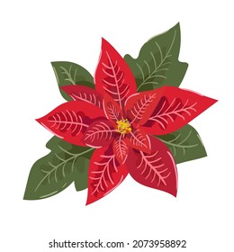Poinsettia Christmas Star flower. Icon for web and mobile application. Vector illustration isolated on white background. design style.