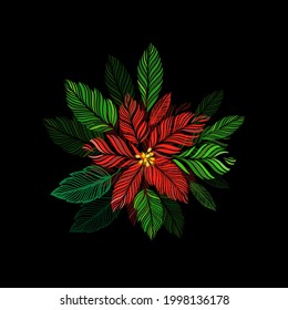 Poinsettia. Christmas star flower. Vector illustration