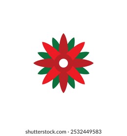 Poinsettia Christmas Star Vector Icon on white background.