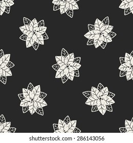 poinsettia doodle seamless pattern background