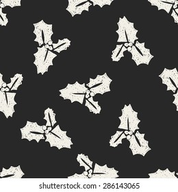 poinsettia doodle seamless pattern background