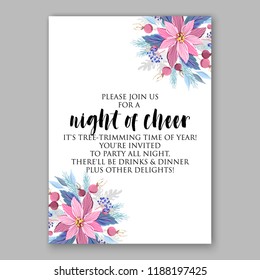 Poinsettia fir Christmas party invitation 