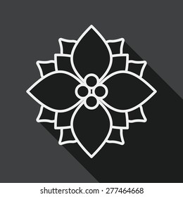 poinsettia flat icon with long shadow, eps10, line icon