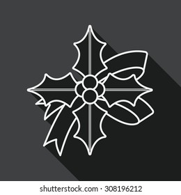 poinsettia flat icon with long shadow, eps10, line icon