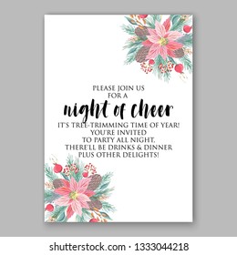 Poinsettia Floral Wedding Invitation Card Template Vector Christmas party floral greeting card
