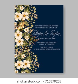 Poinsettia floral wedding invitation card template