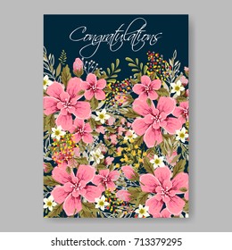 Poinsettia floral wedding invitation card template
