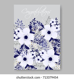 Poinsettia floral wedding invitation card template