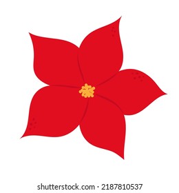 Poinsettia flower. Can be used for Christmas design, invitation, greeting cards, posters, banners. Isolated vector illustration