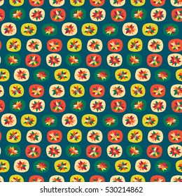 Poinsettia flowers seamless pattern. Winter theme vector background