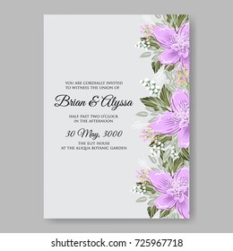 Poinsettia hibiscus wedding invitation template