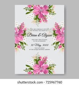 Poinsettia hibiscus wedding invitation template