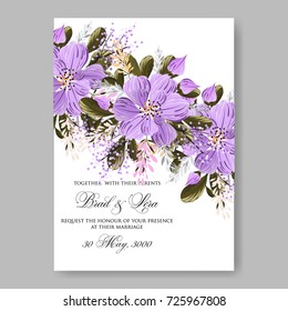 Poinsettia hibiscus wedding invitation template