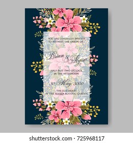 Poinsettia hibiscus wedding invitation template